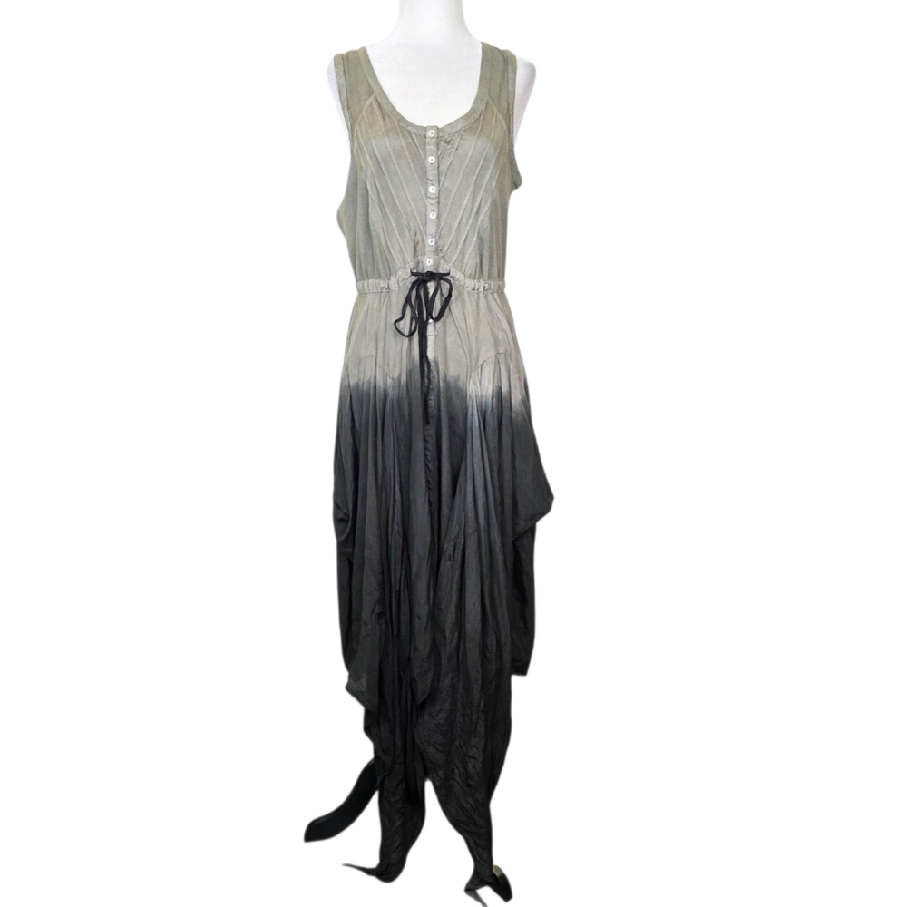 Desigual Tye dye button front lagenlook waist tie midi dress